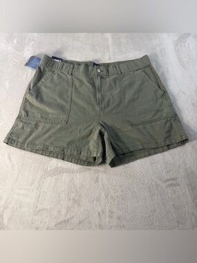 Gap Women's Patch Pockets Elastic Waist Twill Shorts, Green, Size‎ XXL